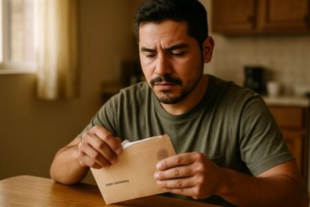 Persona abriendo una carta oficial del IRS