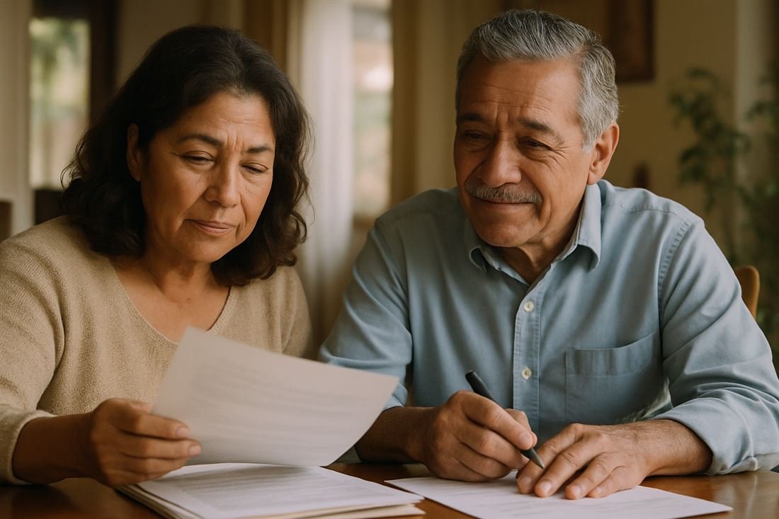 Revisando los documentos del retiro