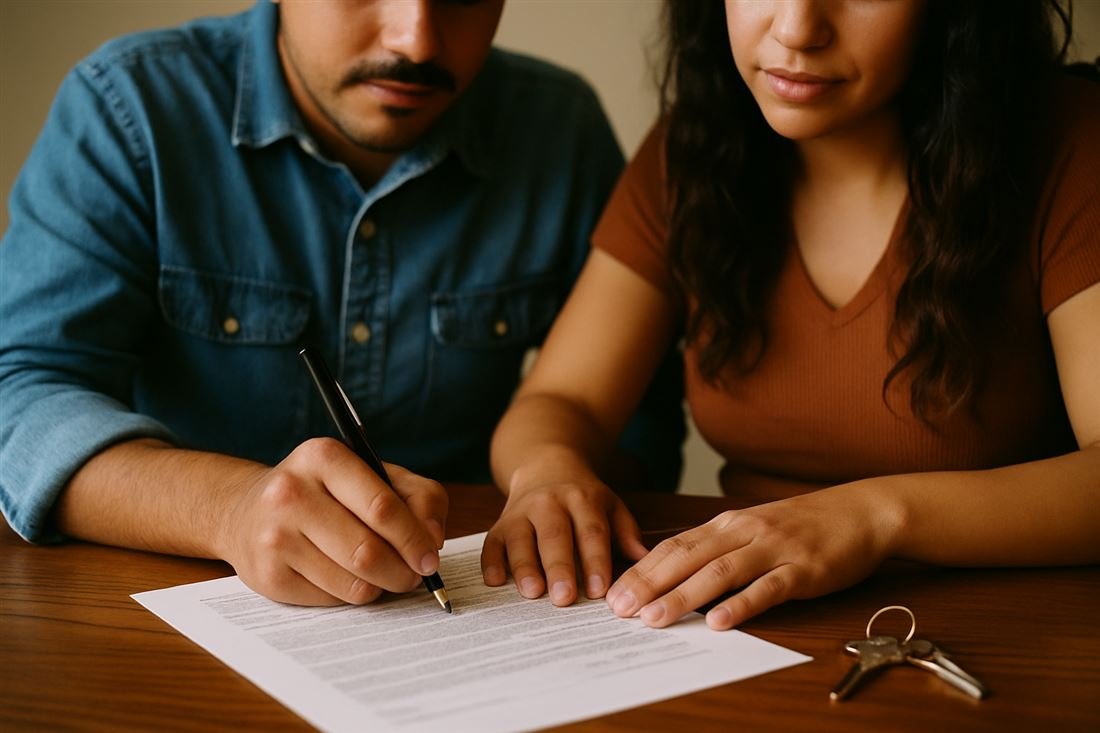 Firmando la hipoteca de la casa